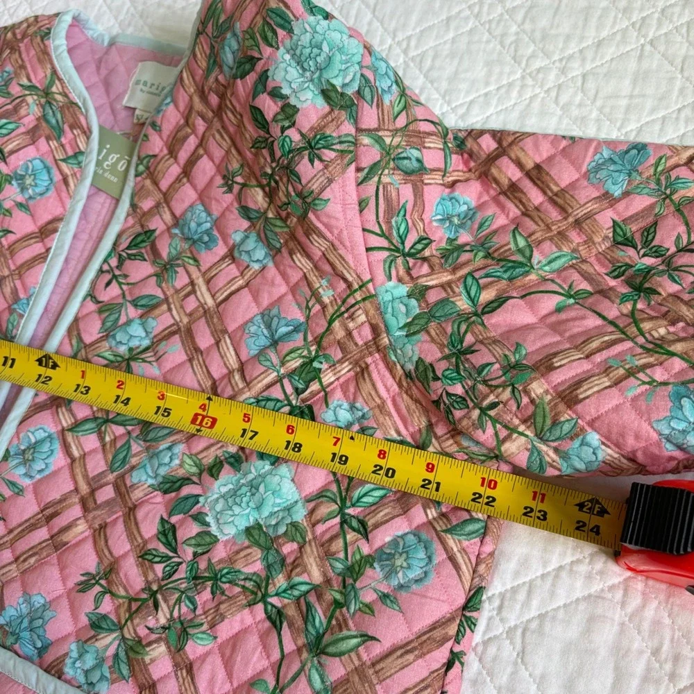 Marigold by Victoria Dunn Pink Floral Trellis Quilted Jacket XL New